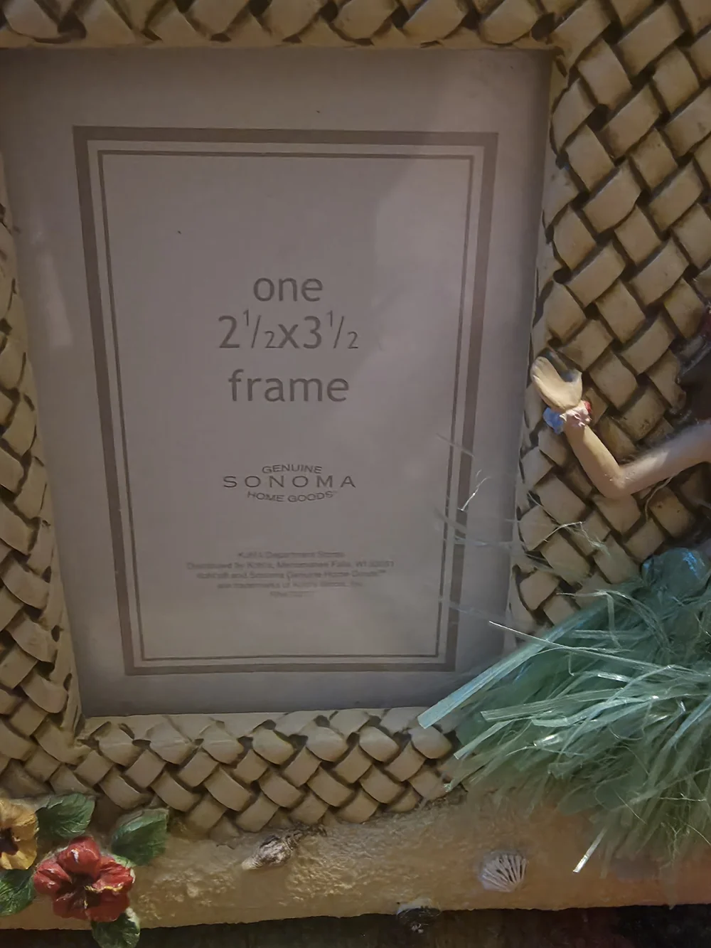 Sonoma Cream Woven Rattan Photo Frame with Hula Dancer Accent